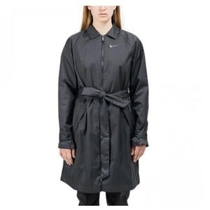 Nike Woven Windrunner Long Trench Jacket Black Womens XS Sport Casual Light